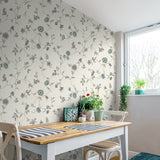 FC61008 floral trail wallpaper kitchen from the French Country collection by Seabrook Designs
