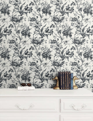 FC61200 rose floral wallpaper decor from the French Country collection by Seabrook Designs