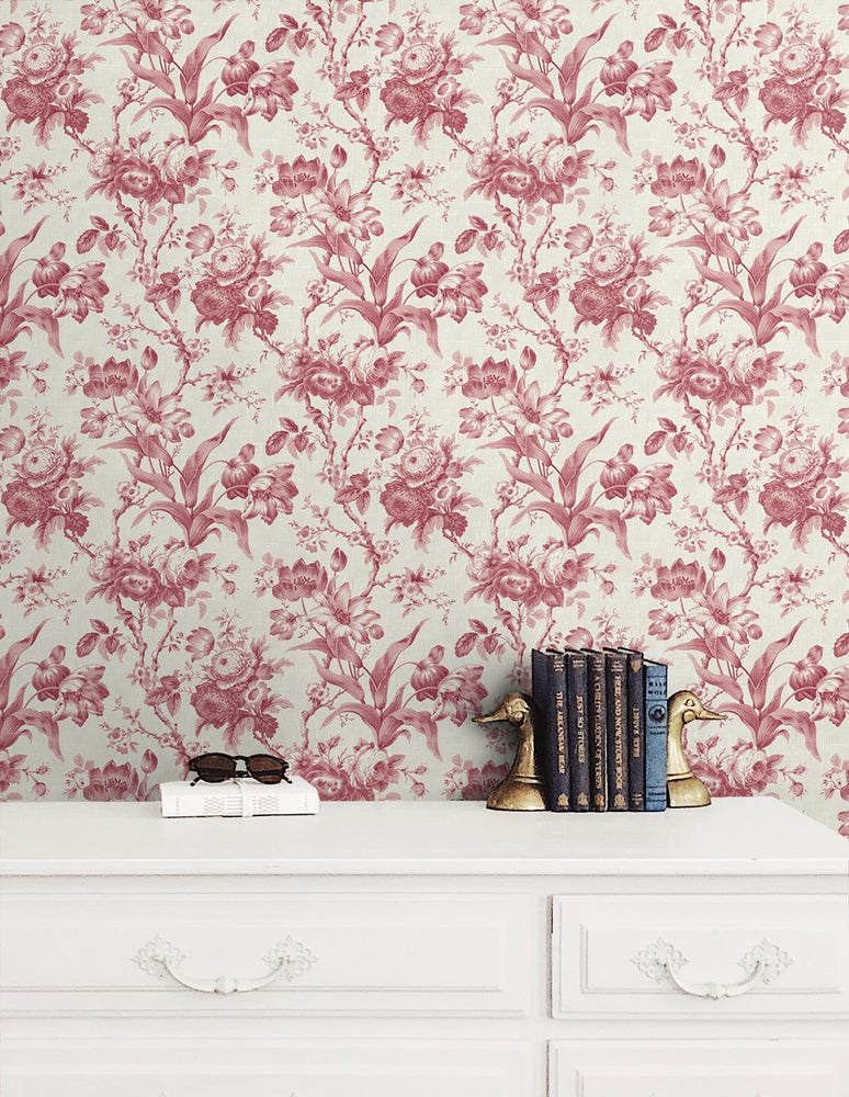 FC61201 rose floral wallpaper decor from the French Country collection by Seabrook Designs