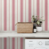 FC61501 striped wallpaper laundry room from the French Country collection by Seabrook Designs
