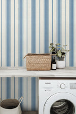 FC61502 striped wallpaper laundry room from the French Country collection by Seabrook Designs