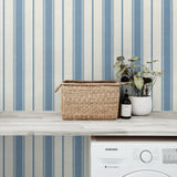 FC61502 striped wallpaper laundry room from the French Country collection by Seabrook Designs