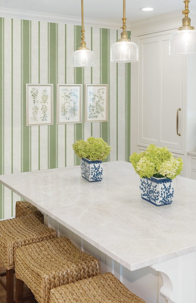 FC61504 striped wallpaper kitchen from the French Country collection by Seabrook Designs