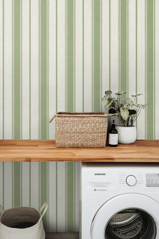FC61504 striped wallpaper laundry room from the French Country collection by Seabrook Designs
