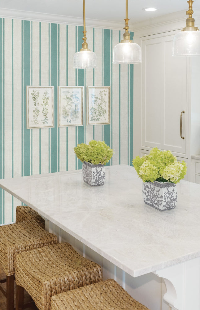 FC61514 striped wallpaper kitchen from the French Country collection by Seabrook Designs