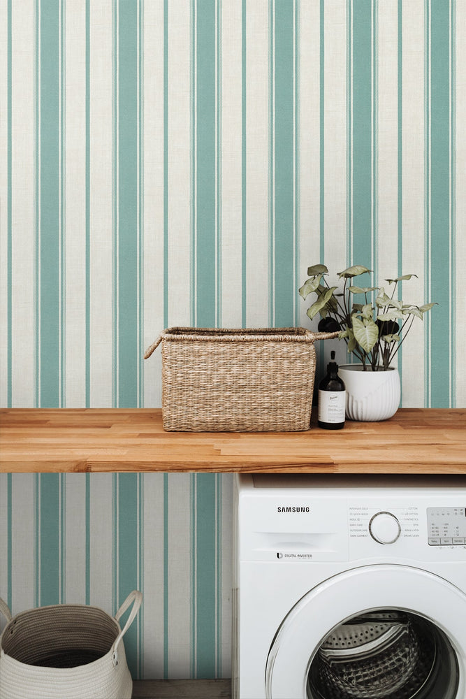 FC61514 striped wallpaper laundry room from the French Country collection by Seabrook Designs