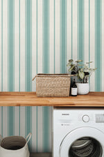 FC61514 striped wallpaper laundry room from the French Country collection by Seabrook Designs
