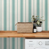 FC61514 striped wallpaper laundry room from the French Country collection by Seabrook Designs