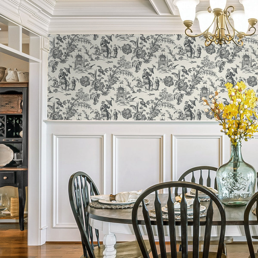 FC61800 chinoiserie wallpaper dining room from the French Country collection by Seabrook Designs