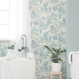 FC61802 chinoiserie wallpaper bathroom from the French Country collection by Seabrook Designs