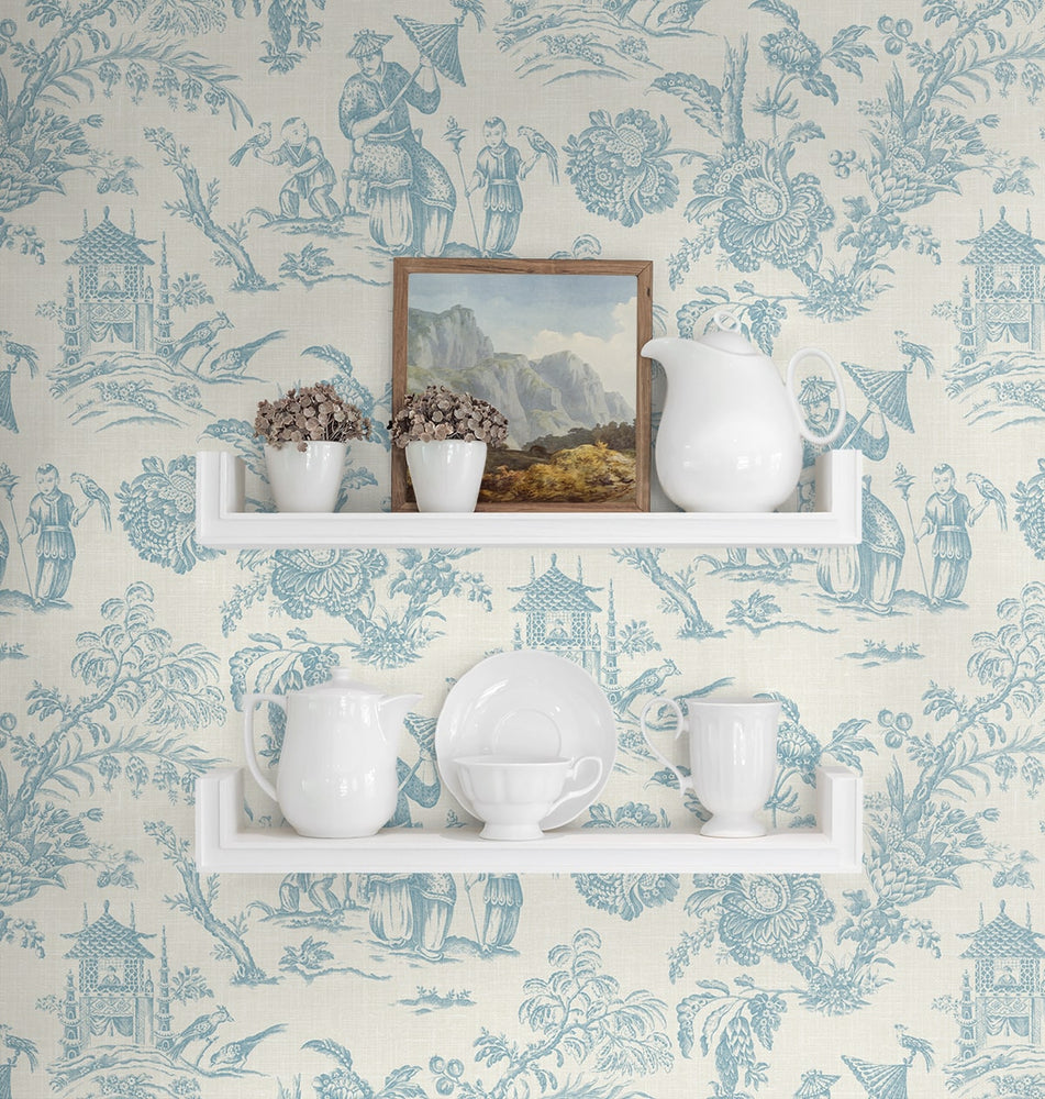 FC61802 chinoiserie wallpaper decor from the French Country collection by Seabrook Designs