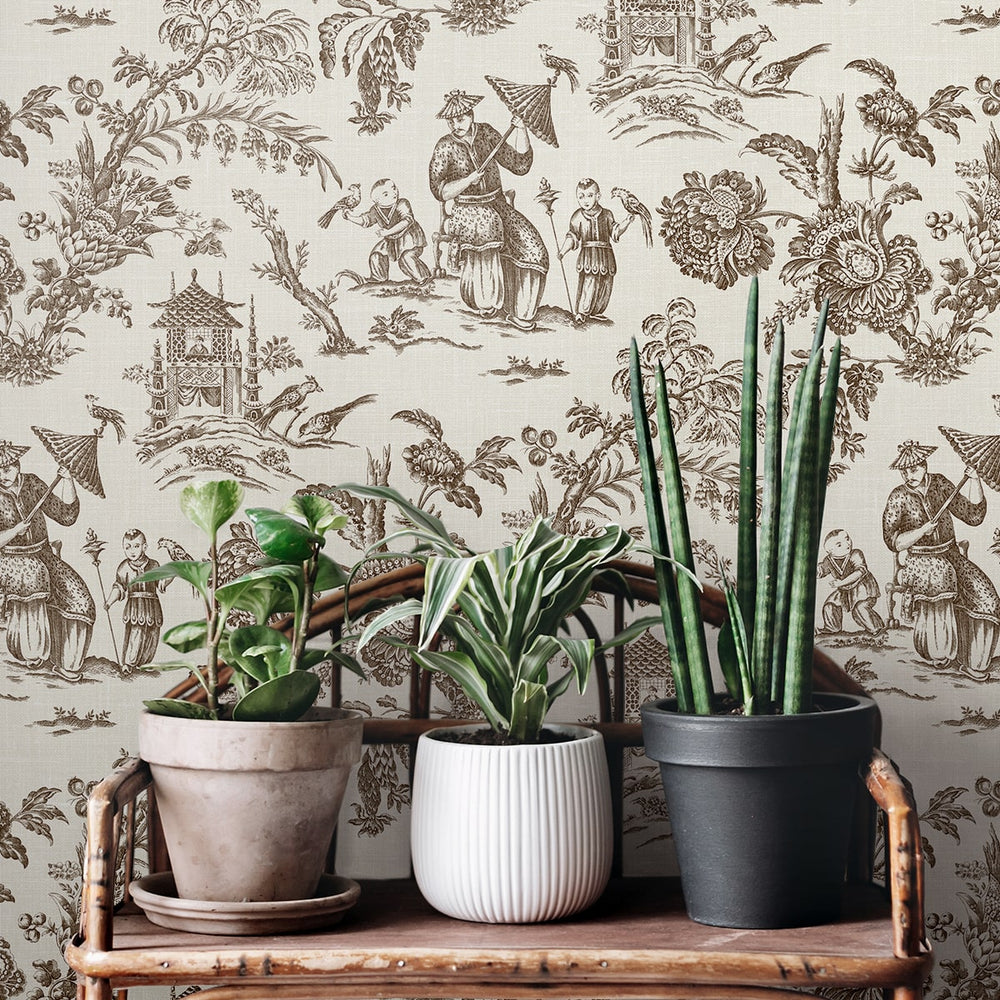 FC61806 chinoiserie wallpaper decor from the French Country collection by Seabrook Designs