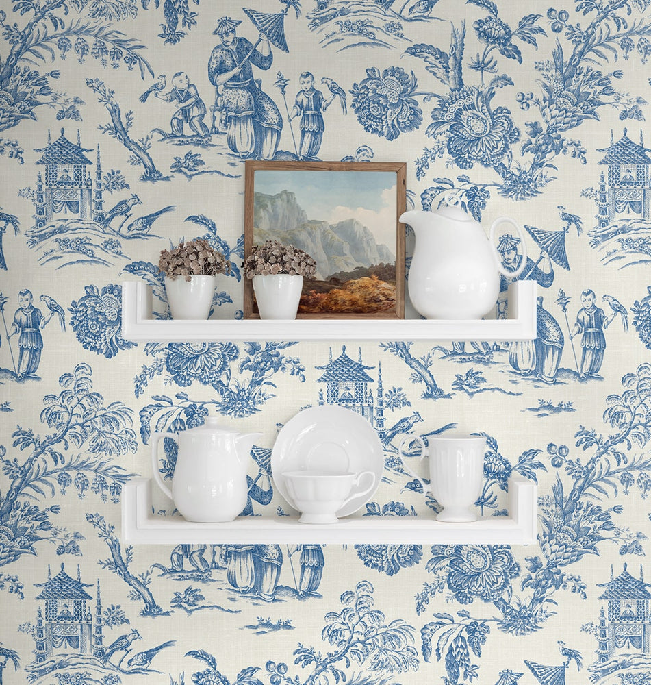 FC61812 chinoiserie wallpaper decor from the French Country collection by Seabrook Designs
