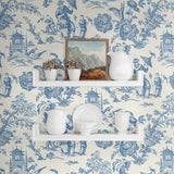 FC61812 chinoiserie wallpaper decor from the French Country collection by Seabrook Designs