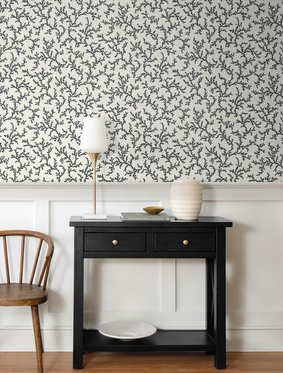 FC62100 coral coastal wallpaper entryway from the French Country collection by Seabrook Designs