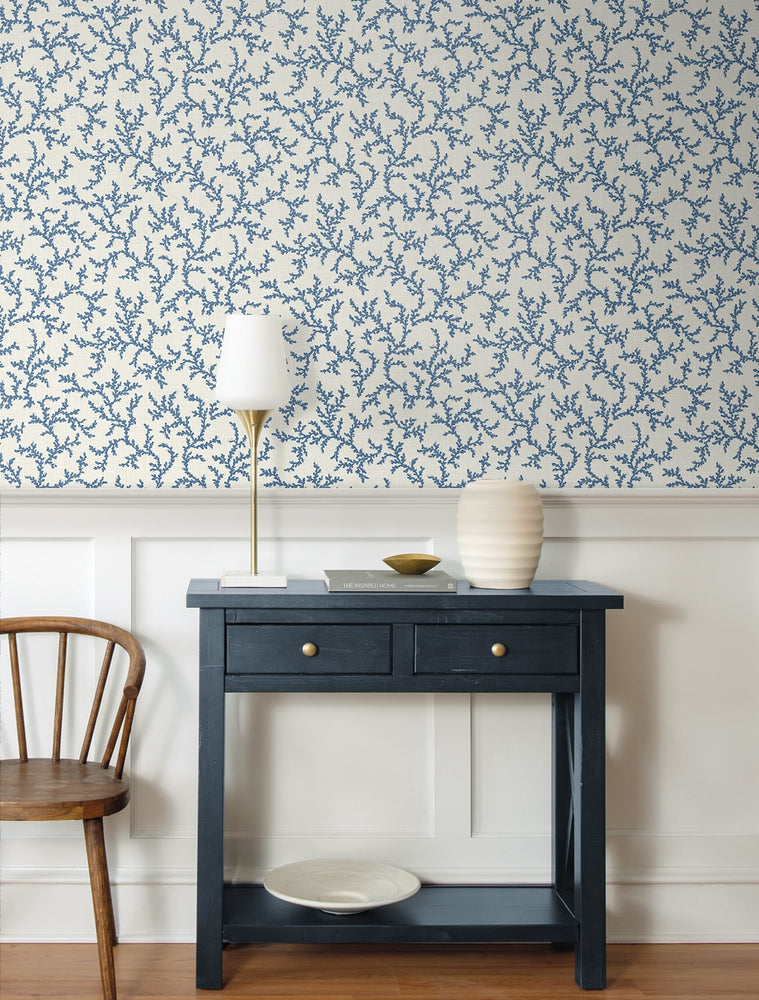 FC62102 coral coastal wallpaper entryway  from the French Country collection by Seabrook Designs