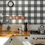 FC62300 gingham plaid wallpaper kitchen from the French Country collection by Seabrook Designs
