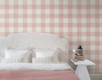 FC62301 gingham plaid wallpaper bedroom from the French Country collection by Seabrook Designs