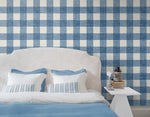 FC62302 gingham plaid wallpaper bedroom  from the French Country collection by Seabrook Designs