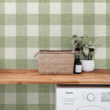 FC62304 gingham plaid wallpaper laundry room from the French Country collection by Seabrook Designs