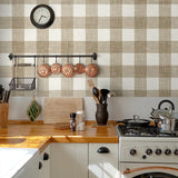 FC62306 gingham plaid wallpaper kitchen from the French Country collection by Seabrook Designs
