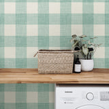 FC62314 gingham plaid wallpaper laundry room  from the French Country collection by Seabrook Designs