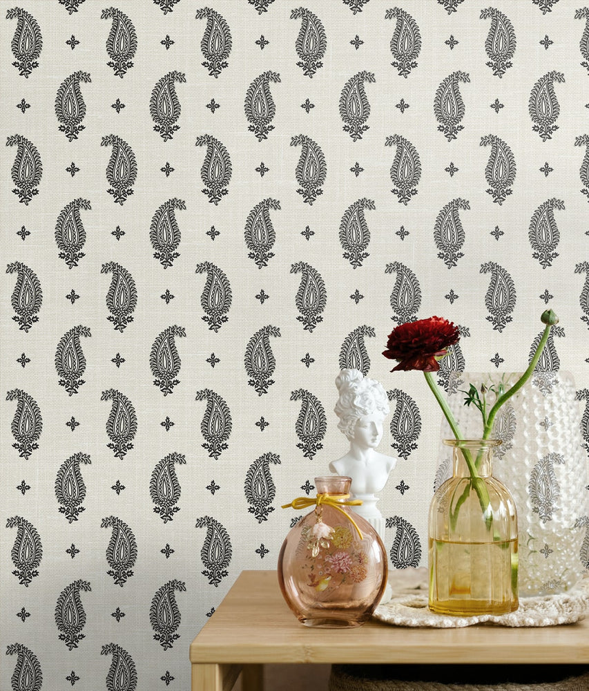 FC62400 paisley wallpaper decor from the French Country collection by Seabrook Designs