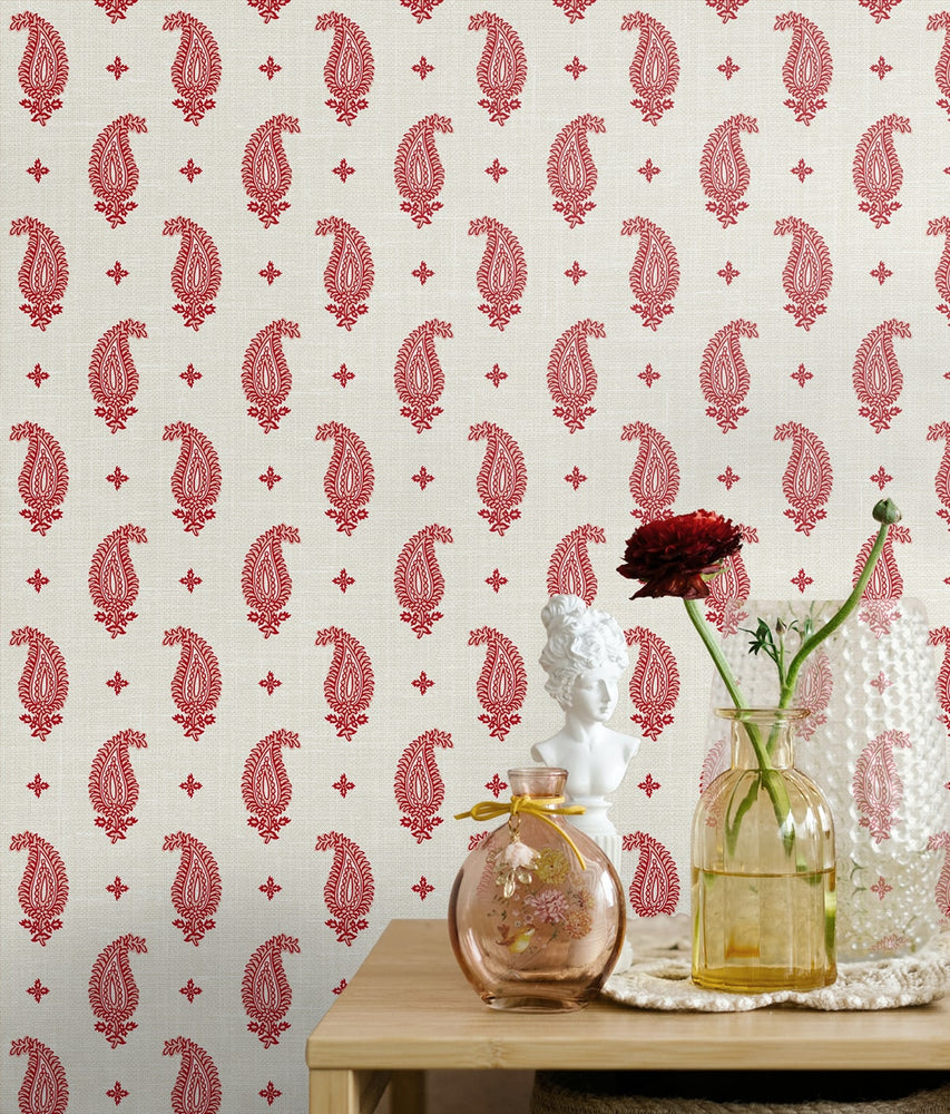 FC62401 paisley wallpaper decor from the French Country collection by Seabrook Designs