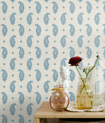 FC62402 paisley wallpaper decor from the French Country collection by Seabrook Designs