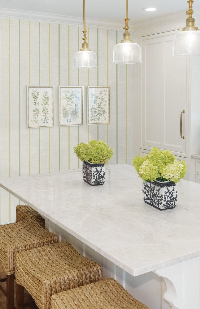 FC62504 striped wallpaper kitchen from the French Country collection by Seabrook Designs