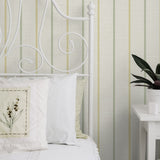 FC62504 striped wallpaper bedroom from the French Country collection by Seabrook Designs
