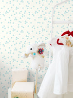 SD00806SG Day Lily teeny floral polka dot wallpaper nursery from Say Decor