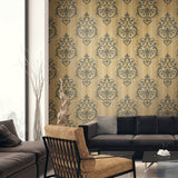 Damask wallpaper living room GT21800 from the Geo collection by Seabrook Designs