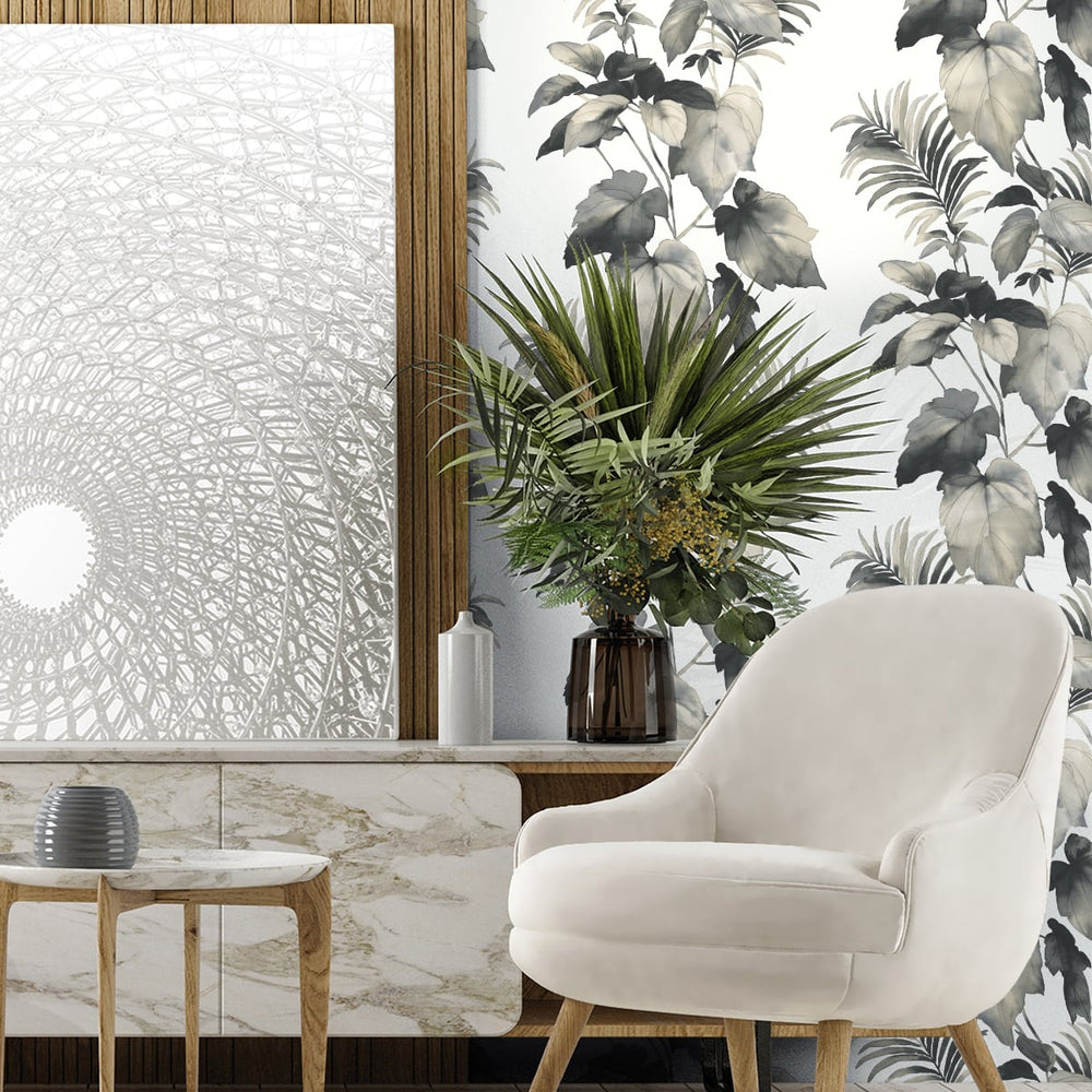 Leaf peel and stick wallpaper living room HG10000 from Harry & Grace