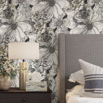 Abstract floral peel and stick wallpaper bedroom HG10100 from Harry & Grace