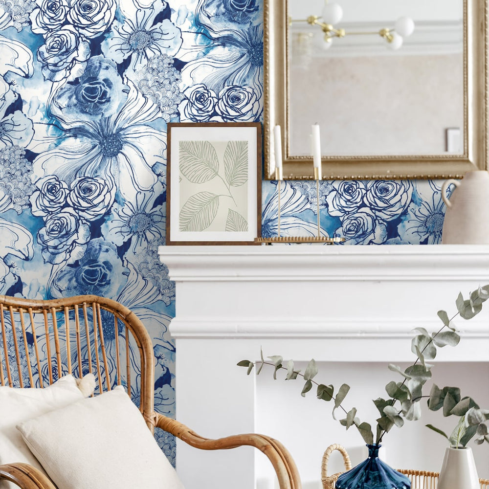 
                  
                    Abstract floral peel and stick wallpaper living room HG10102 from Harry & Grace
                  
                