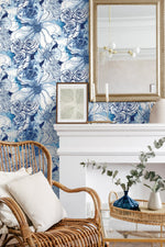Abstract floral peel and stick wallpaper living room HG10102 from Harry & Grace