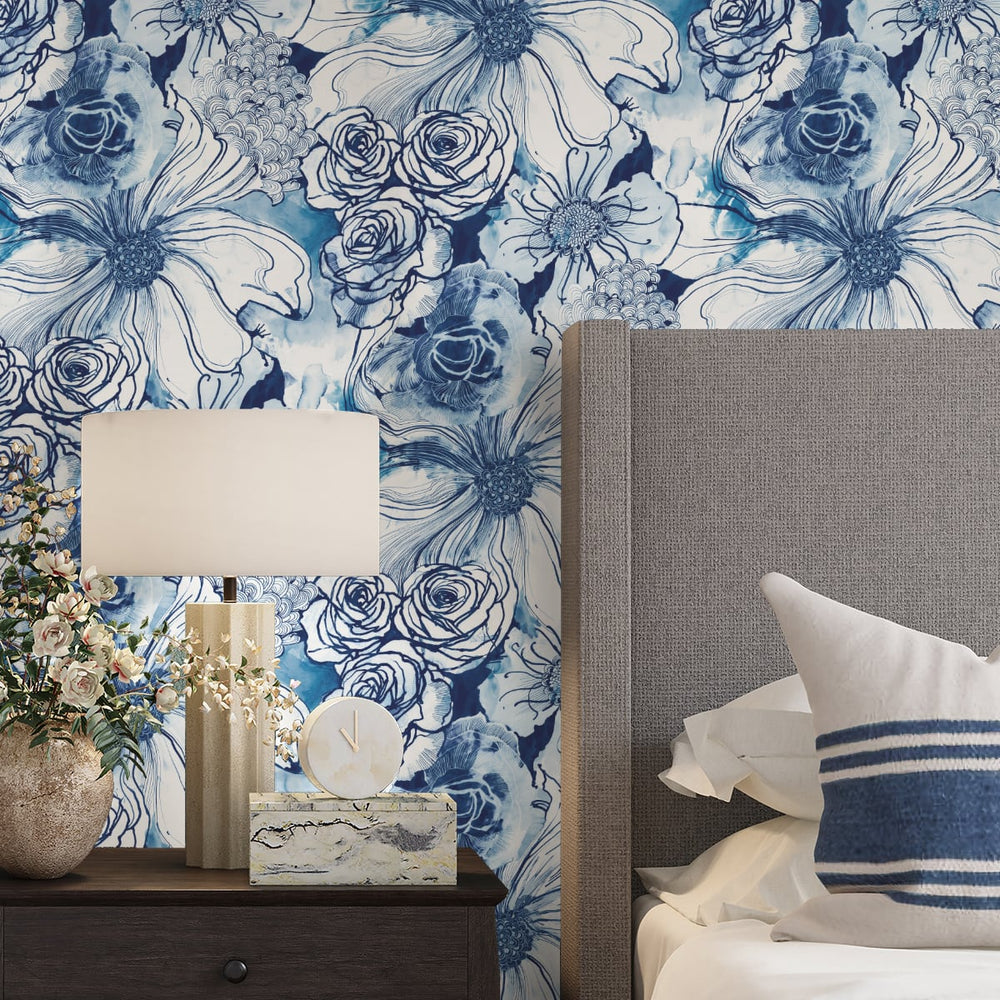 
                  
                    Abstract floral peel and stick wallpaper bedroom HG10102 from Harry & Grace
                  
                
