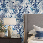 Abstract floral peel and stick wallpaper bedroom HG10102 from Harry & Grace