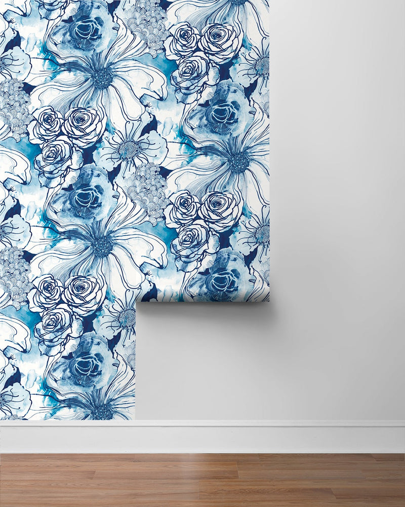 Abstract floral peel and stick wallpaper roll HG10102 from Harry & Grace