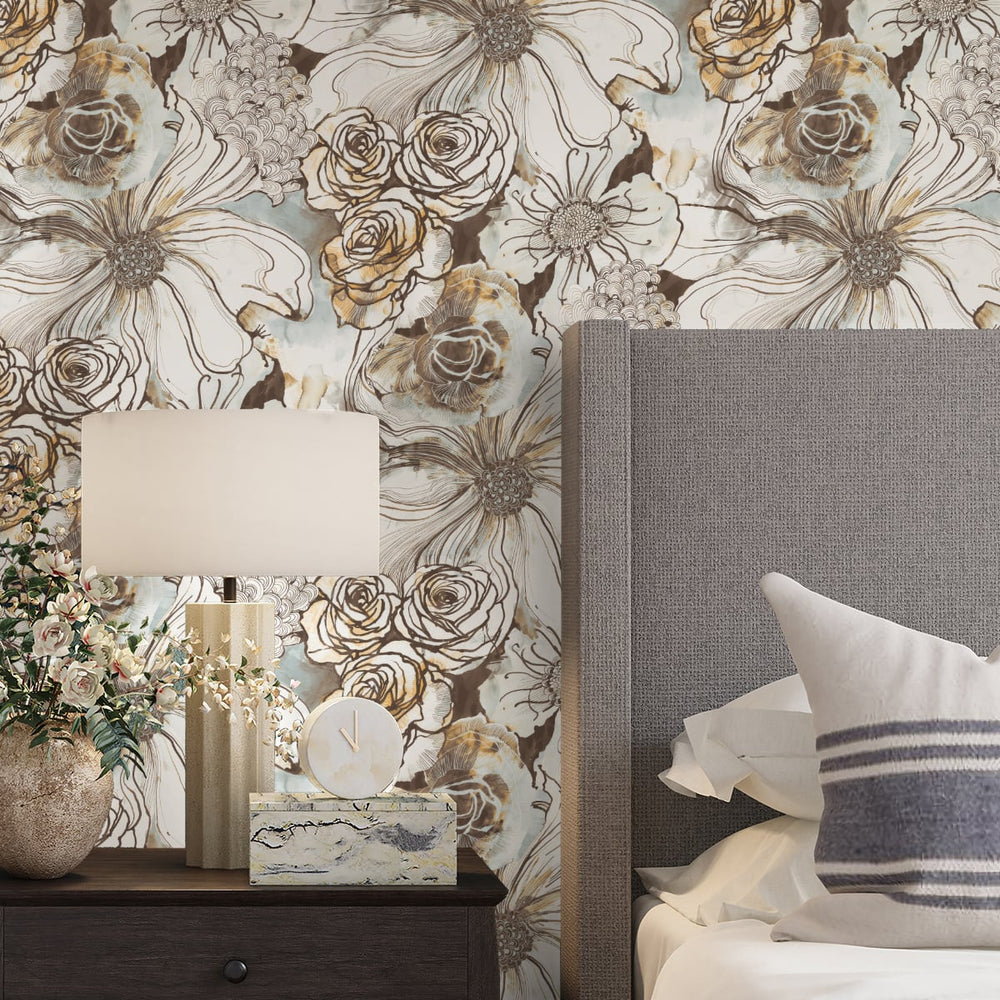
                  
                    Abstract floral peel and stick wallpaper bedroom HG10106 from Harry & Grace
                  
                