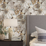 Abstract floral peel and stick wallpaper bedroom HG10106 from Harry & Grace