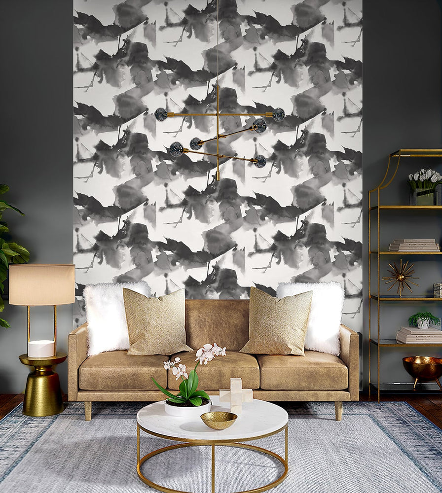 Abstract peel and stick wallpaper living room HG10200 from Harry & Grace