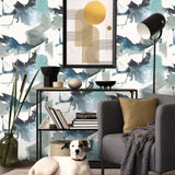 Abstract peel and stick wallpaper living room HG10202 from Harry & Grace