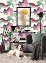 Abstract peel and stick wallpaper living room HG10204 from Harry & Grace