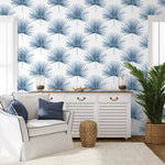 HG10402 palm leaf peel and stick wallpaper living room from Harry & Grace