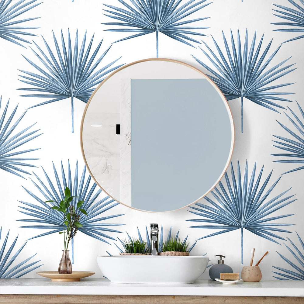 
                  
                    HG10402 palm leaf peel and stick wallpaper bathroom from Harry & Grace
                  
                