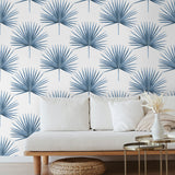 HG10402 palm leaf peel and stick wallpaper living room from Harry & Grace