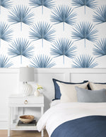 HG10402 palm leaf peel and stick wallpaper bedroom from Harry & Grace