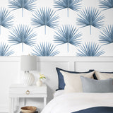 HG10402 palm leaf peel and stick wallpaper bedroom from Harry & Grace